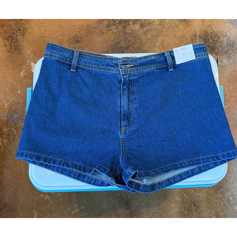 NWT blue denim‎ mini shorts coquette beachy sz 16